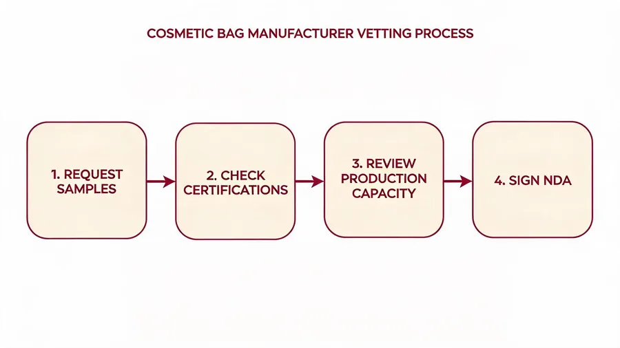 Vetting process flowchart for cosmetic bag manufacturers